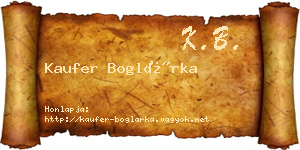 Kaufer Boglárka névjegykártya