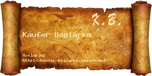 Kaufer Boglárka névjegykártya
